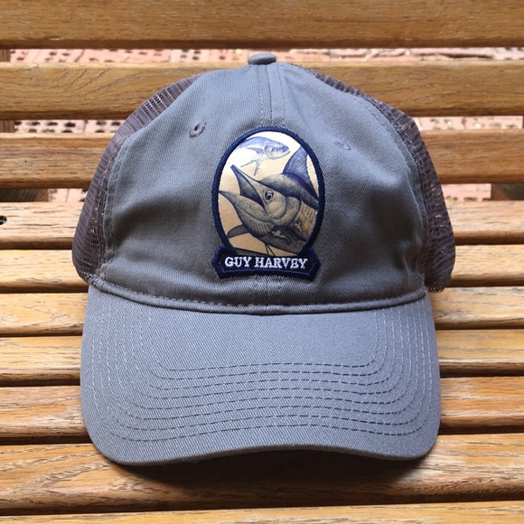 Guy Harvey saltwater Fishing Hat 6 panel mesh back adjustable back strap cap - Picture 15 of 15